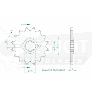Pignon TT Honda - 520 - 16 Dents - Made in Germany