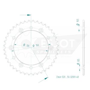 Couronne Acier TT Honda - 520 - 40 Dents - Made in Germany