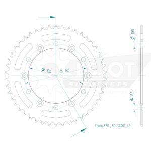 Couronne Acier TT Honda - 520 - 46 Dents - Similaire JTR245/2 - Made in Germany