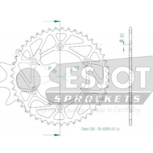 Couronne Acier TT Ultralight Honda-Yamaha - 520 - 47 Dents - Made in Germany