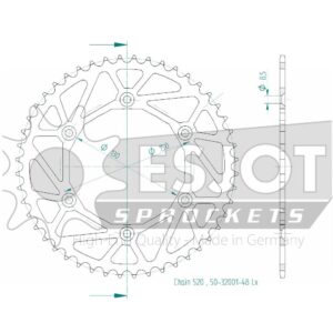 Couronne Acier TT Ultralight Honda-Yamaha - 520 - 48 Dents - Similaire JTR245/2 - Made in Germany