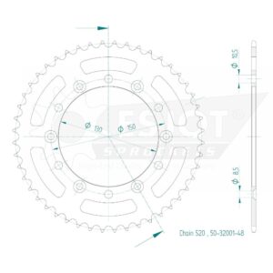 Couronne Acier TT Honda-Yamaha - 520 - 48 Dents - Similaire JTR245/2 - Made in Germany