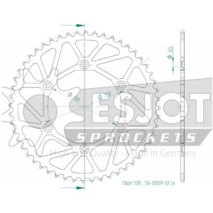 Couronne Acier TT Ultralight Yamaha - 520 - 52 Dents - Made in Germany