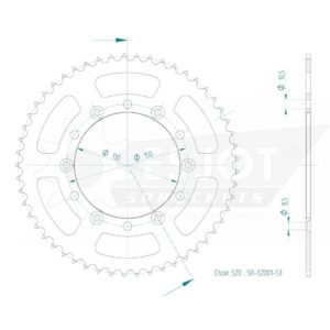 Couronne Acier TT Honda - 520 - 53 Dents - Similaire JTR245/2 - Made in Germany