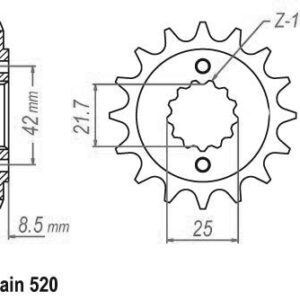 Pignon TT Kawasaki - 520 - 16 Dents - Similaire JTF512 - Made in Germany