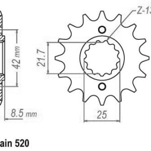 Pignon TT Suzuki - 520 - 14 Dents - Similaire JTF516 - Made in Germany