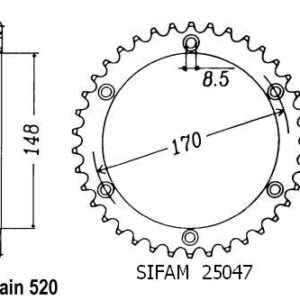 Couronne Acier TT Suzuki - 520 - 48 Dents - Made in Germany