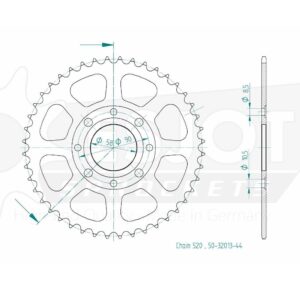 Couronne Acier TT Honda - 520 - 44 Dents - Made in Germany