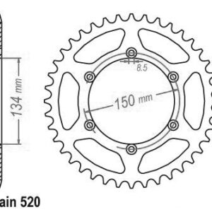 Couronne Acier TT Kawasaki-Suzuki - 520 - 46 Dents - Similaire JTR460 - Made in Germany