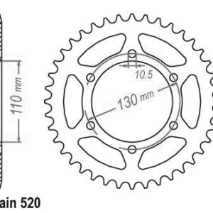 Couronne Acier - 520 - 46 Dents - Made in Germany