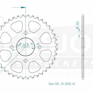 Couronne Acier - 520 - 40 Dents - Made in Germany