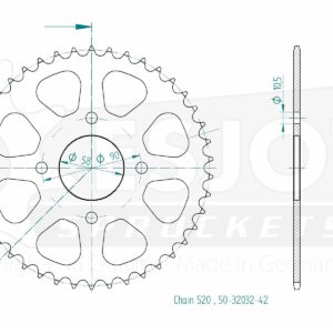 Couronne Acier - 520 - 42 Dents - Made in Germany
