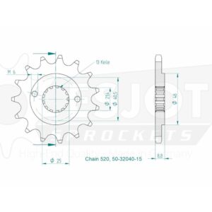 Pignon TT Honda - 520 - 15 Dents - Similaire JTF309 - Made in Germany