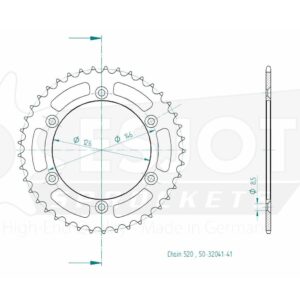 Couronne Acier TT Suzuki - 520 - 41 Dents - Similaire JTR808 - Made in Germany