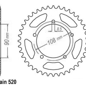 Couronne Acier MZ - 520 - 43 Dents - Similaire JTR18 - Made in Germany