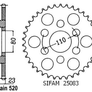 Couronne Acier Aprilia - 520 - 38 Dents - Similaire JTR19 - Made in Germany