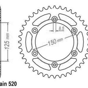 Couronne Acier TT Husqvarna-KTM - 520 - 50 Dents - Similaire JTR897 - Made in Ge
