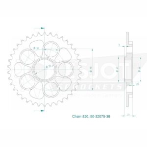 Couronne Acier Ducati - 520 - 38 Dents - Made in Germany
