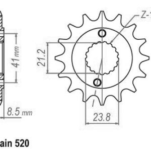 Pignon TT Honda - 520 - 15 Dents - Made in Germany