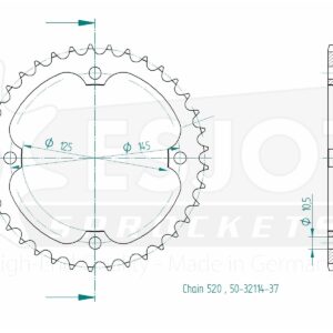 Couronne Acier TT Yamaha - 520 - 37 Dents - Made in Germany
