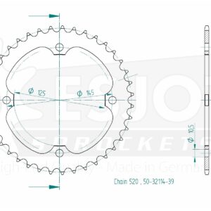 Couronne Acier TT Yamaha - 520 - 39 Dents - Made in Germany