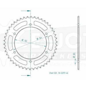 Couronne Acier Hyosung - 520 - 46 Dents - Made in Germany