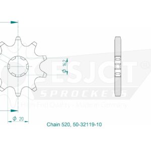 Pignon GasGas - 520 - 10 Dents - Made in Germany