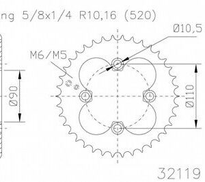 Couronne Acier Adly - 520 - 32 Dents - Made in Germany