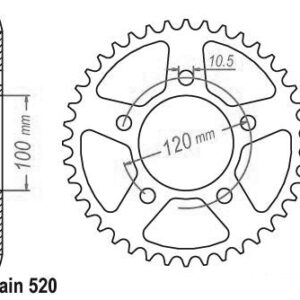 Couronne Acier - 520 - 42 Dents - Made in Germany