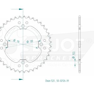 Couronne Acier - 520 - 39 Dents - Made in Germany
