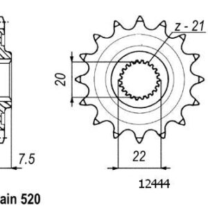 Pignon TT Honda - 520 - 13 Dents - Similaire JTF1323 - Made in Germany