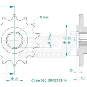 Pignon - 520 - 14 Dents - Made in Germany