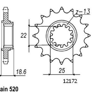 Pignon Kawasaki - 520 - 15 Dents - Similaire JTF1538 - Made in Germany