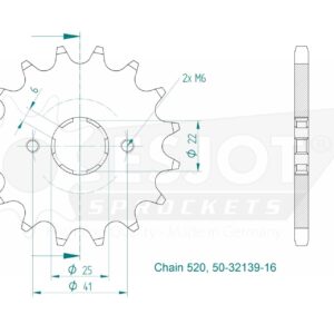 Pignon - 520 - 16 Dents - Made in Germany