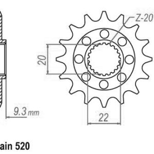 Pignon TT Lightweight Kawasaki - 520 - 12 Dents - Made in Germany