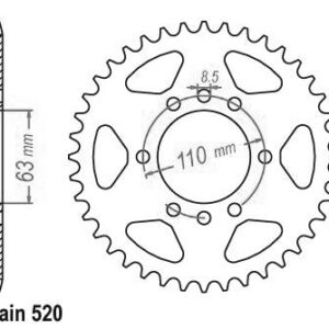 Couronne Acier KTM - 520 - 45 Dents - Similaire JTR890 - Made in Germany