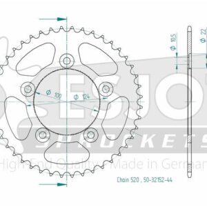 Couronne Acier - 520 - 44 Dents - Made in Germany
