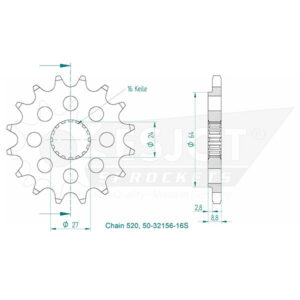 Esjot Pignon 16 dents - Super light - Pas 520