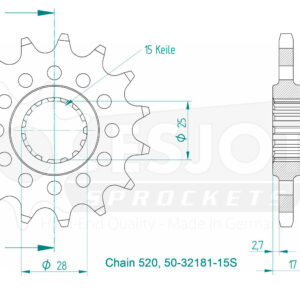 Pignon Lightweight Ducati - 520 - 15 Dents - Made in Germany