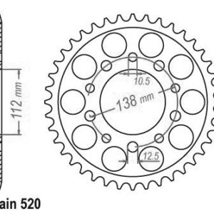Couronne Acier Honda - 520 - 39 Dents - Similaire JTR1303 - Made in Germany