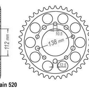 Couronne Acier Honda - 520 - 43 Dents - Similaire JTR1303 - Made in Germany