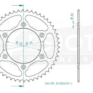 Couronne Acier TT Ultralight - 520 - 50 Dents - Made in Germany