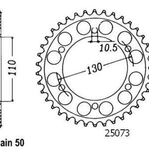 Couronne Acier Yamaha - 530 - 48 Dents - Similaire JTR479 - Made in Germany