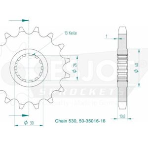 Pignon Lightweight Yamaha - 530 - 16 Dents - Similaire JTF579 - Made in Germany
