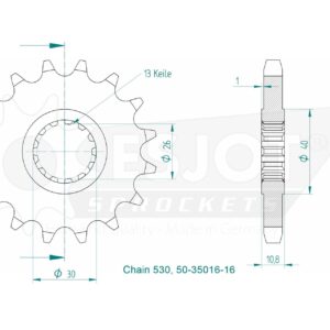 Pignon Yamaha - 530 - 16 Dents - Similaire JTF579 - Made in Germany
