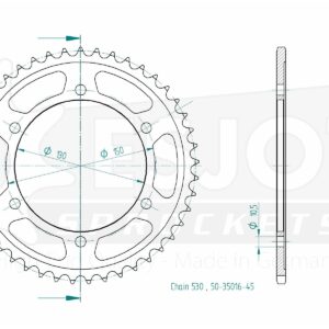 Couronne Acier - 530 - 45 Dents - Made in Germany