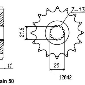 Pignon Yamaha - 530 - 16 Dents - Similaire JTF580 - Made in Germany
