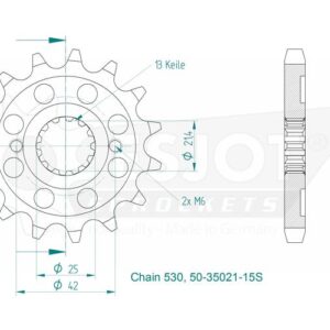 Pignon Lightweight Yamaha - 530 - 15 Dents - Made in Germany