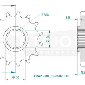 Pignon Honda - 530 - 15 Dents - Similaire JTF333 - Made in Germany