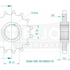 Pignon Lightweight Honda - 530 - 16 Dents - Similaire JTF333 - Made in Germany